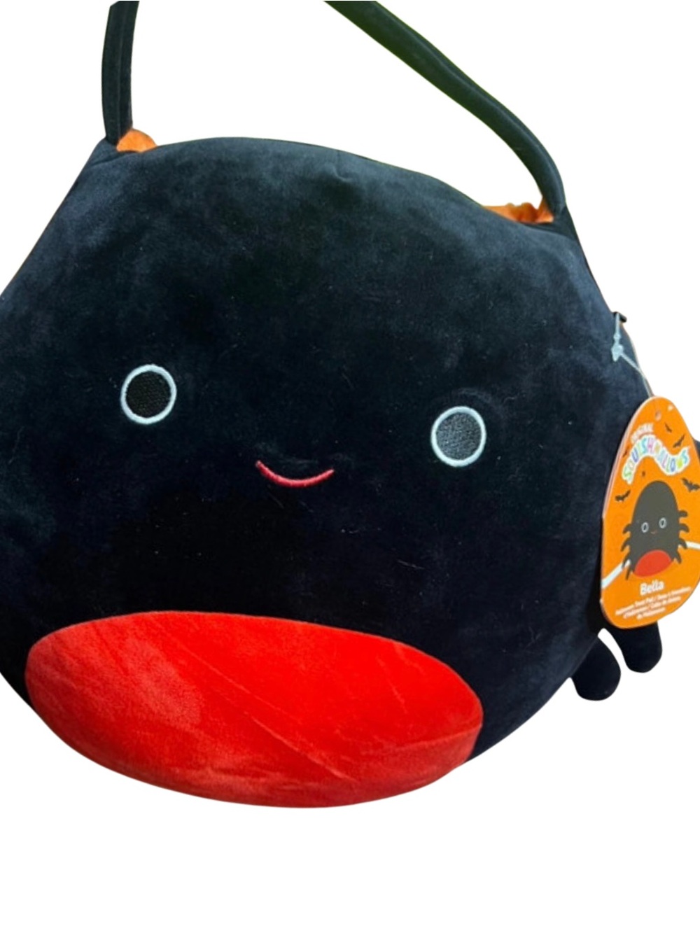 NWT Squishmallows Black and Red Spider Plush Carry Treat Pail